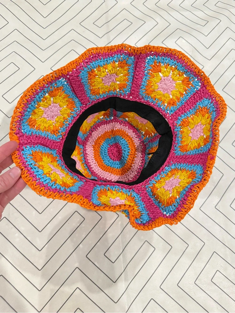 Colorful Straw Crochet Bucket Hat